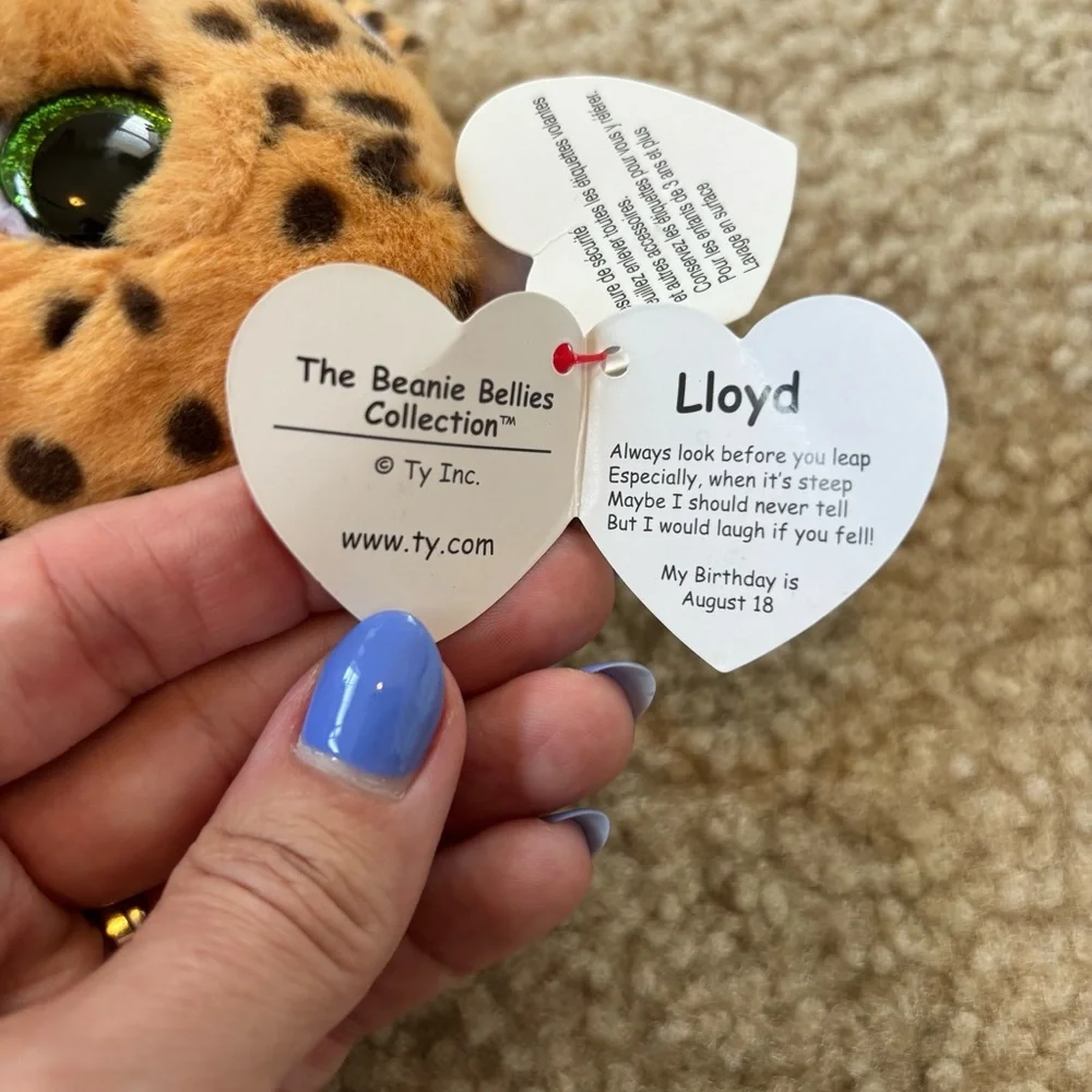 Ty Beanie Bellies Lloyd the Leopard Plush with Green Eyes
